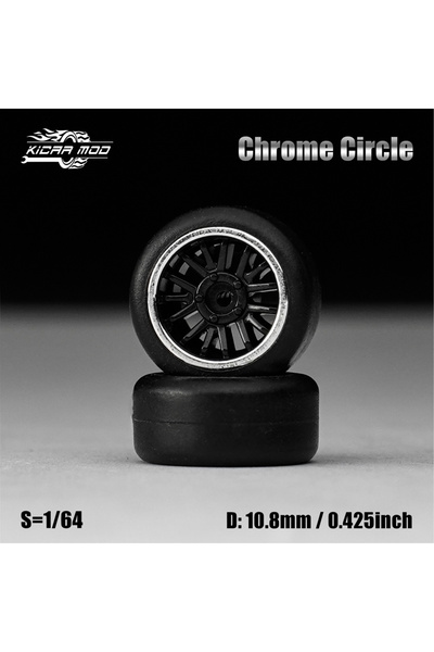 Choice4 سيارة نموذجية MMW137 بمقياس 1/64 بعجلات دائرية سوداء وفضية مع إطارات ...