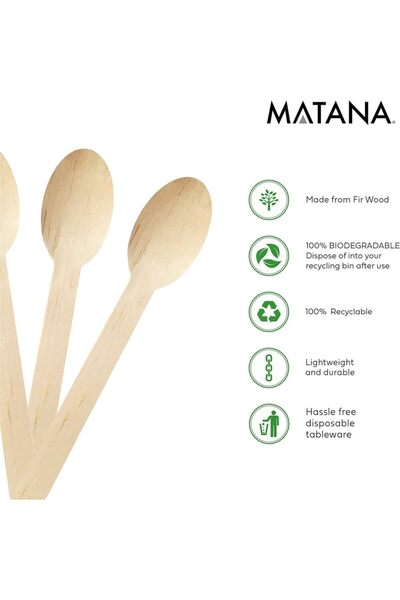 Choice3 16cm Spoons 100% 16cm Natural Disposable Wooden Cutlery Set Forks kni...
