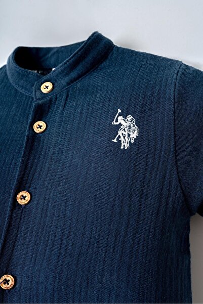 U.S. Polo Assn. Erkek Bebek Müslin Şort Gömlek Takım %100 Pamuk Yazlık