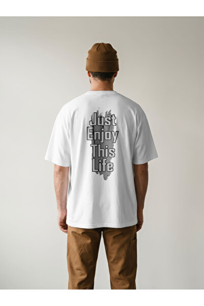 ship master Μπλουζάκι Unisex Oversize με στάμπα στην πλάτη  "Just Enjoy This ...