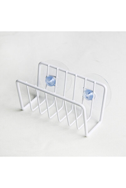 choice2 رف أبيض لحمل الإسفنج الحديدي بدون حفر - رف لتصريف المياه فوق الحوض، م...