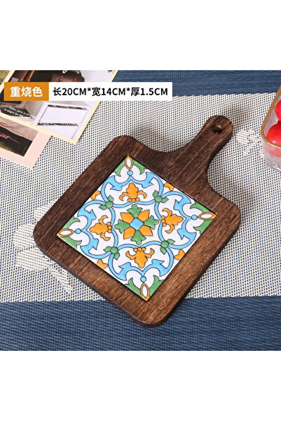 Choice1 حامل أواني خشبي برتقالي اللون مزين بنقوش زهور، مقاس 20 سم × 14 سم × 1...