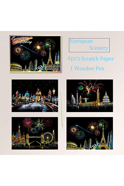 Choice3 Scenery Series 20*14cm DIY Night Scene Painting Scratch Colorful Draw...