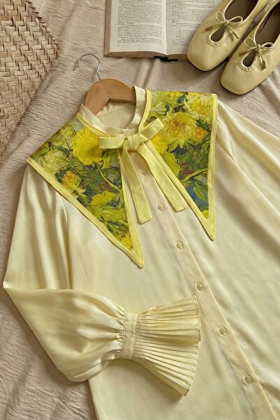InStyle Patterned Yellow Satin Collar