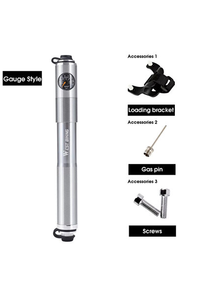 Choice1 مضخة دراجات هوائية فضية اللون من ويست بايكينج، بقوة 160 رطل لكل بوصة ...