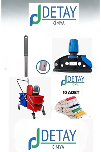 DETAY KİMYA DETAY AMBALAJ Çift Kovalı Krom Paspas Arabası Temizlik Arabası Is...