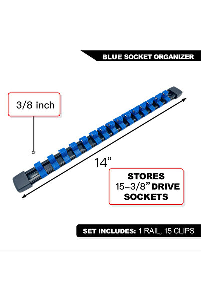 Choice 3-8(10mm)-Blue 1/4" 3/8" 1/2" Wrench Holders Traight Plastic Universal...