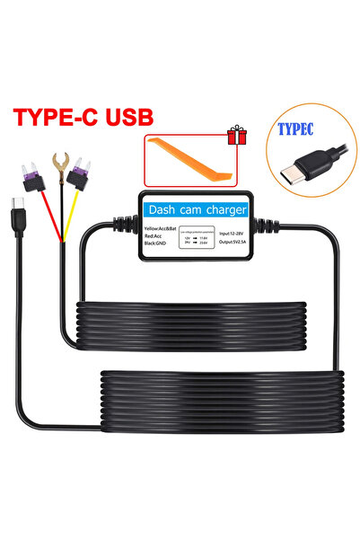Choice1 Type-C 2.5A 3.5m 24H Parking Car Dash Cam DVR 12-24v Hardwire Cable K...
