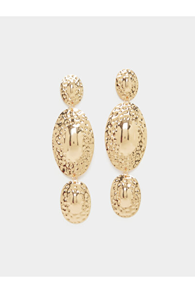 Styli Gold Hammered Drop Earrings