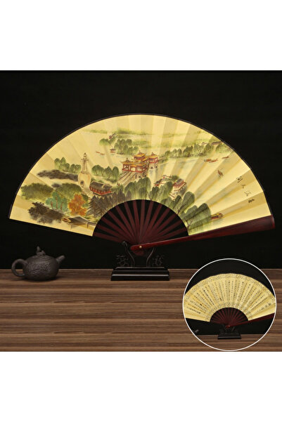 choice2 مروحة يدوية قابلة للطي على الطراز الصيني العتيق، بمقبض خشبي، مقاس 33....