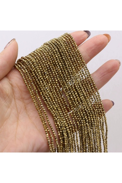 Choice14 2mm-2pcs gold yellow 2pcs 2mm/3mm Natural Stone Shiny Beads Gold Col...