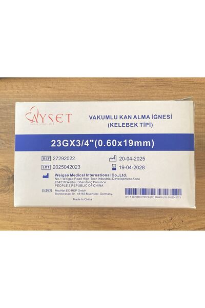 Ayset KELEBEK TİPİ STERİL SET 23G*3/4"(0,60*19MM) (100 ADET)