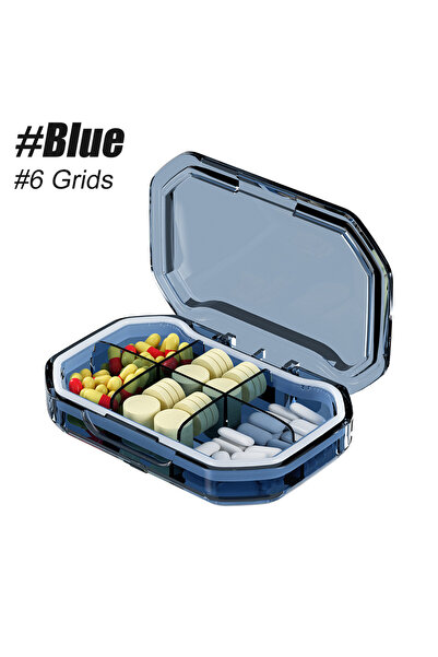 Choice1 Blue Compartment Small Pill Box, Moisture Proof Pill Case, Travel Pil...