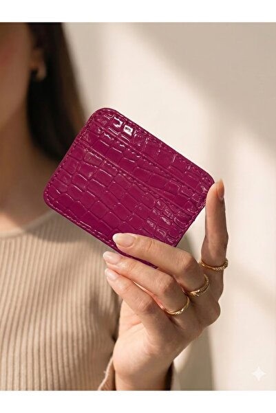 PurpleART Women's Mini Shiny Card Holder - Slim Design, Multi-Compartment Sty...