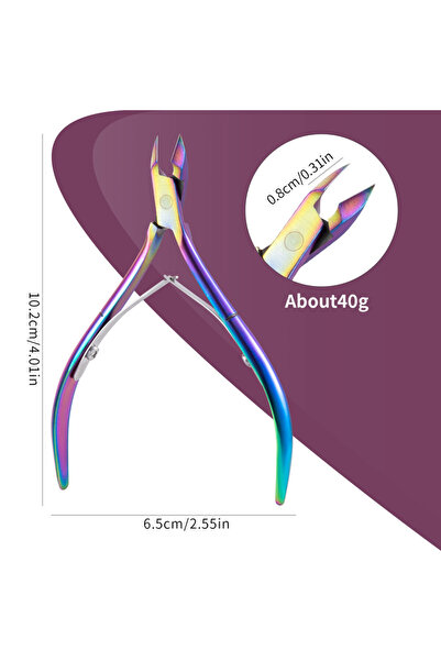 Choice6 مقص أظافر ثلاثي من الفولاذ المقاوم للصدأ 729 بألوان قوس قزح، مزيل للج...