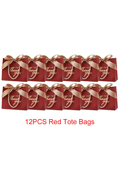 choice2 حقيبة تعليقة هدايا برونزية قابلة لإعادة الاستخدام، 12 قطعة حمراء، 6/1...