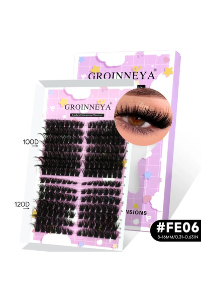 Choice12 مجموعة رموش FE6 GROINNEYA الطبيعية ذات الأطراف المجنحة والممتدة مع ل...