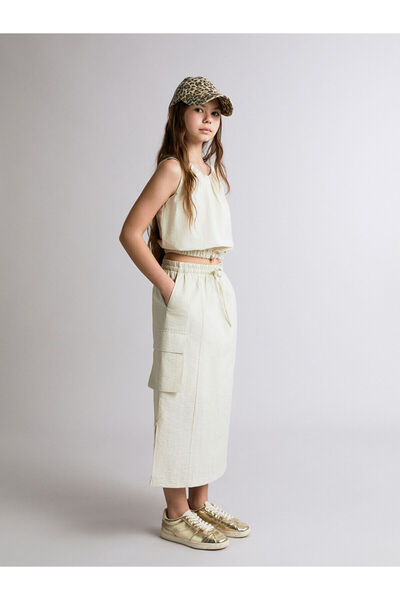 LC Waikiki Fusta cargo pentru fete cu talie elastică