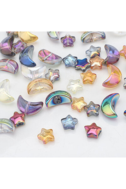 choice2 00DDHS 60Pcs Mixed Crystal Glass Star Moon Loose Pendants Beads Craft...