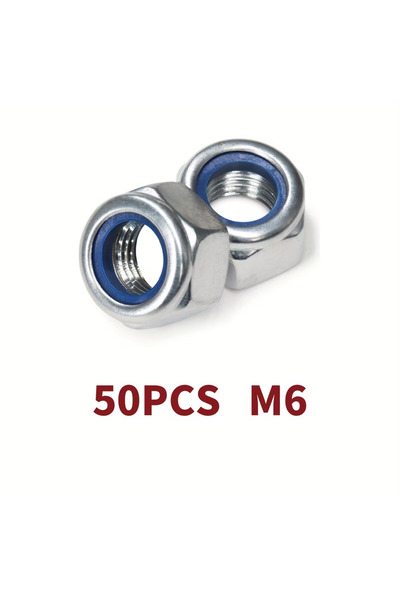 Choice4 50pcsM6 bag 304 Stainless Steel Nylon Insert Hex Lock Nuts Kit, Metri...