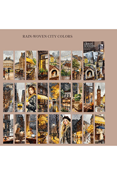 choice2 3 ملصقات من مادة PET بتصميم شخصيات المناظر الطبيعية الحضرية، 25 ورقة/...