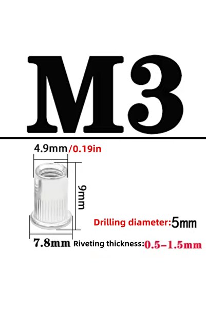 Choice9 20 قطعة من صواميل برشام M3 مصنوعة من سبائك الألومنيوم، صواميل برشام ذ...