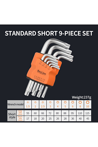 choice2 Torx S 9Pcs Torx Star Wrench Kits Set Allen Keys Hexagon Spanner Key ...