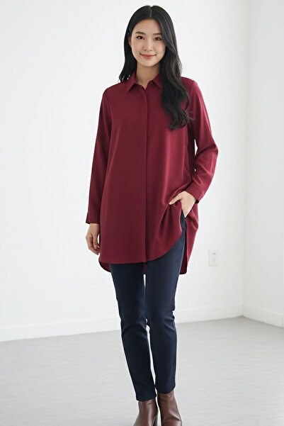 Şiir Elora Comfortable Fit Hidden Button Terikoton Boyfriend Women's Shirt & ...