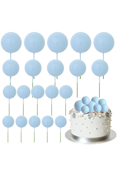Choice3 ٢٠ قطعة من الكرات الملونة باللون الأزرق الفاتح لتزيين الكيك، أعواد صغ...