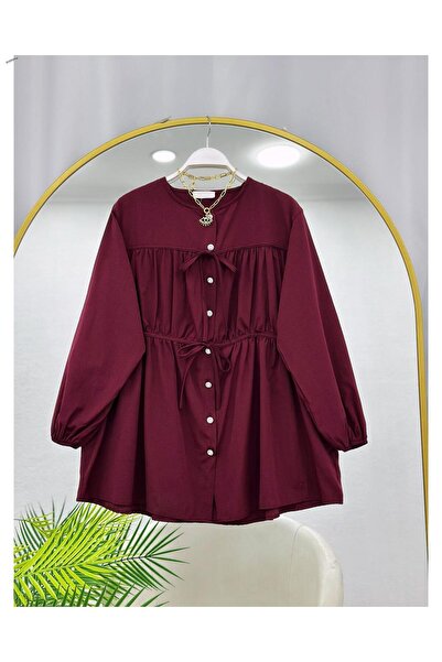 YEDİLALE Shrimped Lace-Up Zero Neck Loose Tunic [Loose Fit]