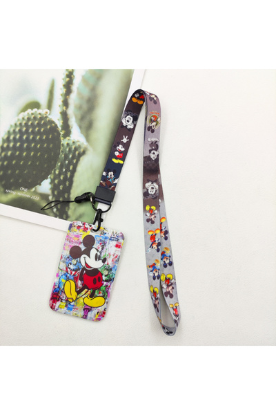 choice2 حامل بطاقة هوية ديزني ميكي، حزام للرقبة، حامل بطاقات للأبواب، حبال تع...
