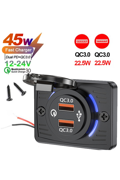 Choice4 شاحن حائط بقوة 45 واط مع منفذين USB QC3.0 ومنفذ Type-C بقوة 22.5 واط ...