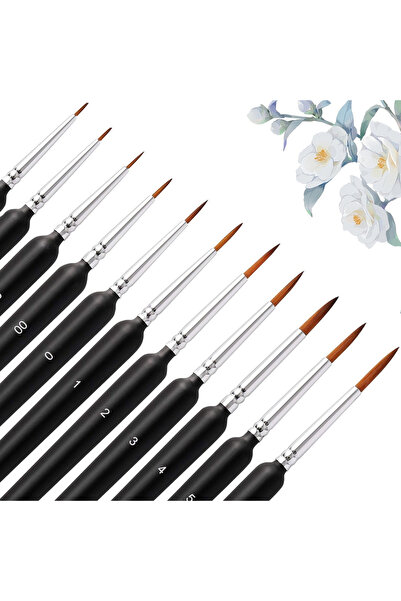 Choice1 مجموعة فرش طلاء صغيرة سوداء مكونة من 10 أو 11 قطعة، برؤوس دقيقة ومقاب...