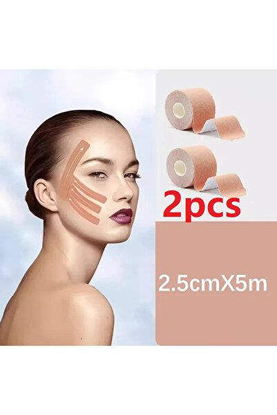 Choice5 شريطان رياضيان وظيفيان، مقاس 2.5 سم × 5 م، شريط لشد الوجه، شريط للرقب...