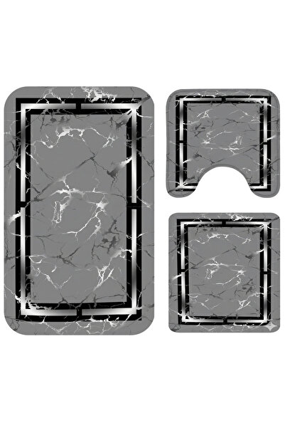 OEM Anti-slip bathroom rug set, 3 pieces, modern marble design