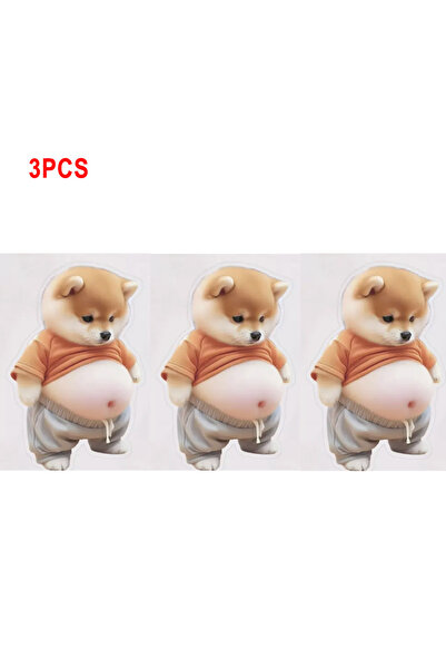 Choice1 3PCS low dog 3Pcs 3D Shiba Inu Dog Belly Sticker Cute Puppy in an Ora...