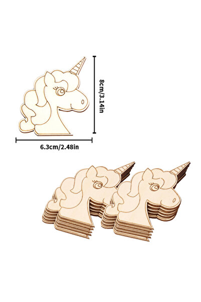 Choice4 10pcs C 10pcs Unicorn Wooden Crafts DIY Painting Wood Slices Ornament...