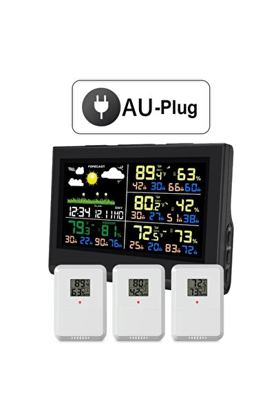 choice2 محطة الطقس اللاسلكية الذكية WS0850-AU مزودة بثلاثة مستشعرات وشاشة ملو...
