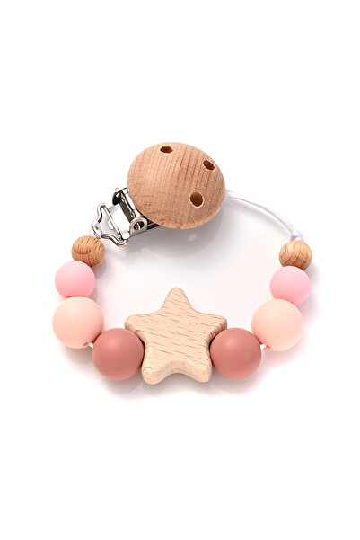 Choice1 سلسلة لهاية أطفال جديدة، لون 1، مشابك سلسلة، خشب، نجمة خماسية، عضاضة،...