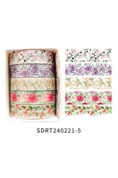 choice2 SDRT240221-5 5 لفات من شريط الديكور الرومانسي المزين بالزهور، شريط وا...