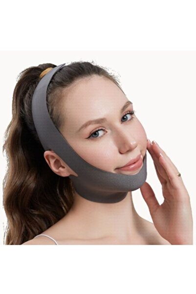 Choice1 ضمادة قناع رمادية على شكل حرف V للنوم، مضادة للشخير، مزودة بحزام للذق...