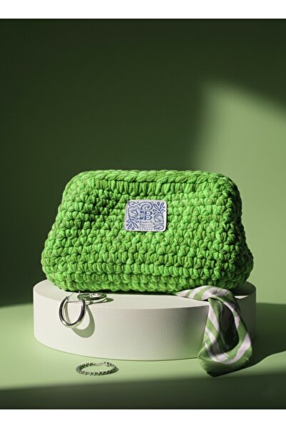 Beril Yamaç Design Studio Portofoliu de tricotat verde moale Burslu - Geantă ...