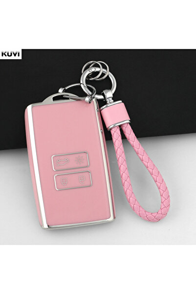 Choice4 طقم غطاء مفتاح جديد من مادة TPU باللون الوردي لسيارات رينو كوليوس، كا...