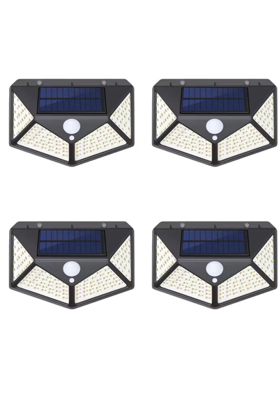 choice2 4 مصابيح كاشفة تعمل بالطاقة الشمسية، 100 مصباح LED، 3 أوضاع إضاءة، مق...
