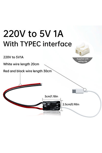 choice2 محول طاقة USB من النوع C، 1 أمبير تيار متردد 220 فولت إلى 5 فولت تيار...