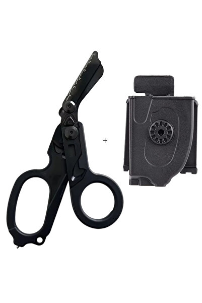 Choice9 مقص طبي تكتيكي أسود بالكامل مع حافظة، طقم إسعافات أولية، مقص رابتور ق...