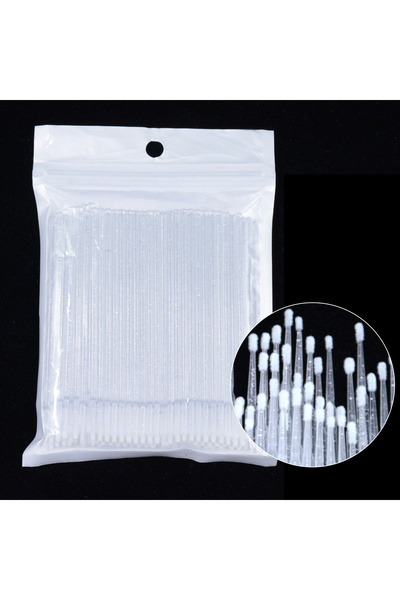 Choice3 فرشاة تنظيف الرموش البيضاء اللامعة، 100 قطعة، أعواد قطن صغيرة لتطويل ...