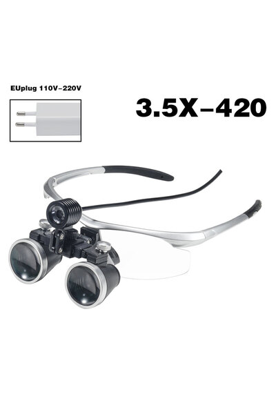 Choice14 Silver 3.5X EU Plug Exp Dental Loupe 2.5X 3.5X Magnifying Glass with...