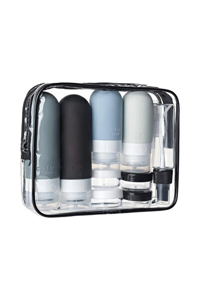 Choice مجموعة زجاجات سفر سوداء مانعة للتسرب، مصنوعة من السيليكون، تحتوي على 1...