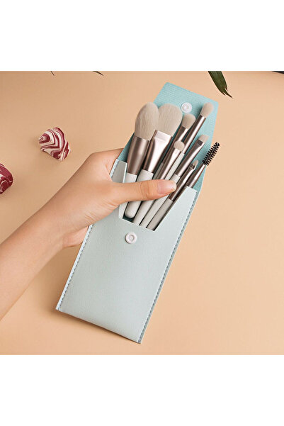 Choice مجموعة فرش مكياج محمولة مكونة من 8 قطع باللون الأخضر، فرشاة ناعمة لإخف...